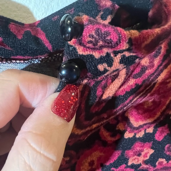 AGB paisley dress women S print high neck midi 3/4 sleeve red lightweight new - Picture 10 of 14